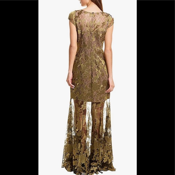 4X “HOST PICK” Halston Metallic Embroidered Lace Cap-Sleeve Gown - Picture 3 of 12